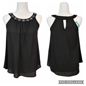NEW Maurices Sheer Embroidered Round Neck Tank XS